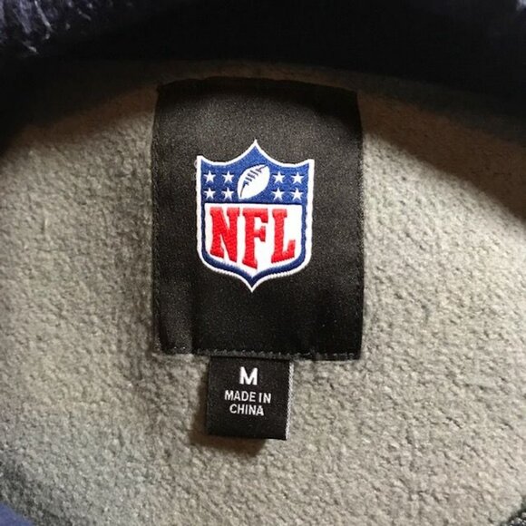 NFL Los Angeles Rams Navy Silver Gray Drawstring Cotton Blnd Fleece Lined Hoodie - Picture 5 of 6